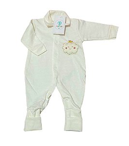 Macacão Infantil Listrado Nuvenzinha Bordada Tam.P