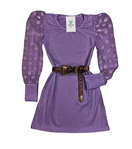 Vestido Mini Diva Manga Tule Roxo Tam.4-5 Anos