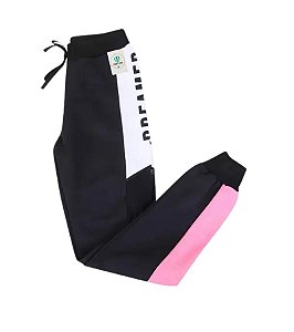 Calça Moletom com Recortes e Tela Leve Transparência Tam.6