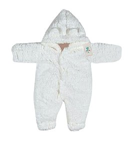 Macacão Inverno Teddy Branco com Orelhinhas Tam.M (1-3 Meses)