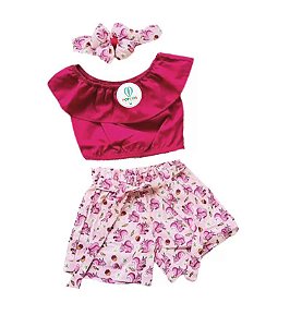 Conjunto Crooped e Shorts Esquilos Tam.1-2