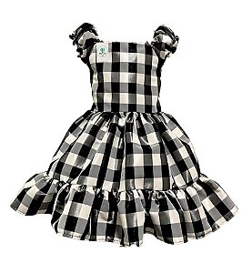 Vestido Xadrez Preto e Branco Tam.2-3  Anos