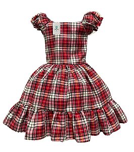 Vestido Xadrez Vermelho e Branco Tam.1 Ano