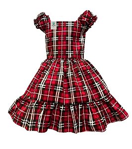 Vestido Xadrez Vermelho e Preto Tam.6-7  Anos