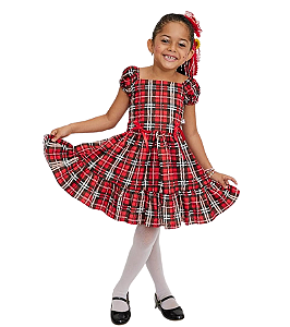 Vestido Xadrez Vermelho e Preto Tam.1-2  Anos