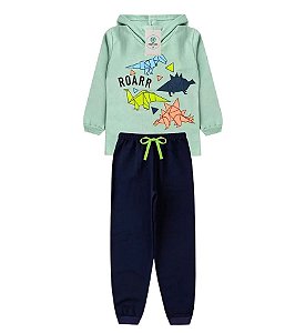 Conjunto Infantil Moletom Dinossauro Com Capuz Tam.2