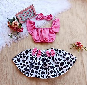 Blogueirinha Pop Colors Vaquinha Fazendinha com Faixa Cabelo 6-12 meses