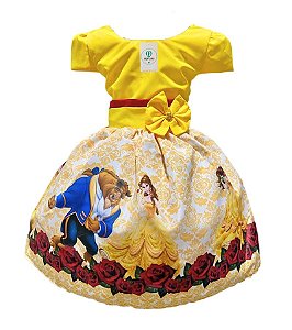 Vestido Temático Bela e a Fera A Tam.GG (8-10 Anos)