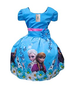 PROMOÇÃO Vestido Infantil Temático Personalizado Festa Frozen