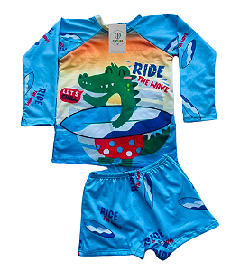 Conjunto Proteção Solar Jacaré P (1-3 Anos)