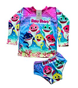 Conjunto Proteção Solar Baby Shark B P (1-3 Anos)