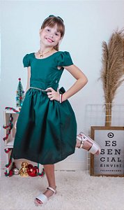 Vestido Luxo Maysa Verde Escuro Tam.4 a 10 Anos