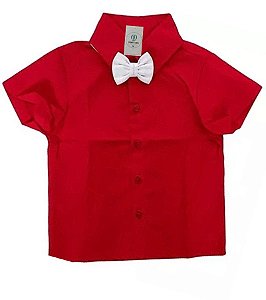 Camisa Social Vermelha com Gravata G (6-8 Anos)