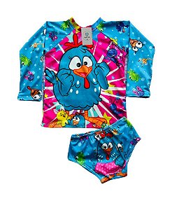 Conjunto Proteção Solar Galinha Pintadinha PP  (Meses a 1 Ano)