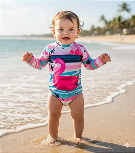 Conjunto Proteção Solar Flamingos PP (Meses a 1 Ano)