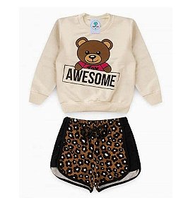 Conjunto Feminino Infantil Ursinha  Awesome Tam.2