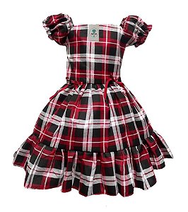 Vestido Xadrez Vermelho e Preto Tam.4-5  Anos