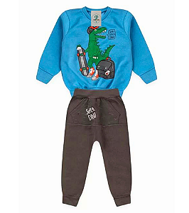 Conjunto Infantil Inverno Super Dino Azul  Tam.2
