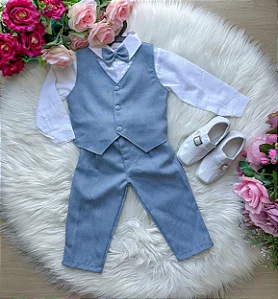 Conjunto Social Encanto Edu Colete Alfaiataria Azul