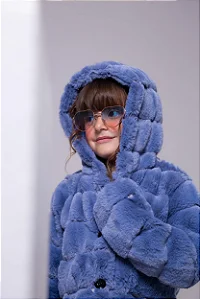 Casaco Peluciado  Lindíssimo Azul Com Capuz Tam.6 (Veste 4-5 Anos)