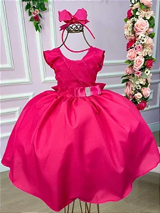 Vestido Luxo Encanto Kau Laços Rosa Pink