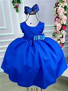 Vestido Luxo Encanto Kau Laços Azul Royal