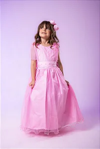 Vestido Luxo Encanto Longo Rosa Bebê