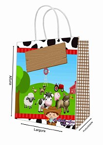 Sacola de Papel Personalizada Fazendinha Menino