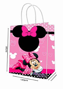 Sacola de Papel Personalizada Minnie Rosa