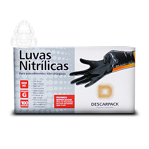 Luva Descarpack Preta sem Pó Tam G