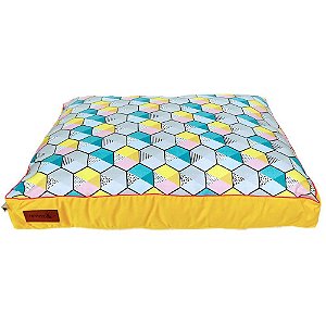 Cama para cachorro, Tipo Almofadão,  Polígonos Amarelo