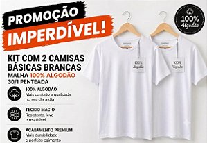 Kit 2 Camisas Masculinas Básicas - Cor Branca