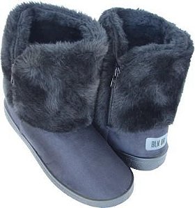 BOTA PRETA SUEDE COM PELE E ZIPER