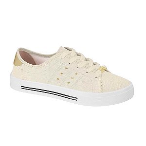 TENIS MOLECA FEMININO CASUAL BRANCO DOURADO ORIGINAL