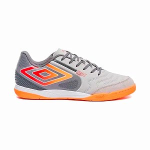 CHUTEIRA FUTSAL UMBRO PRO 5 BUMP CLUB PRATA GRAFITE LARANJA
