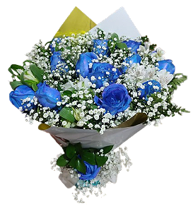 Buquê Azul Com 13 Rosas