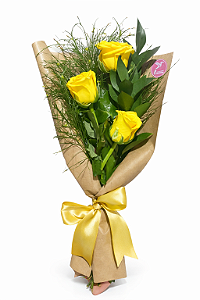 Ramalhete Amarelo De 3 Rosas Singelas