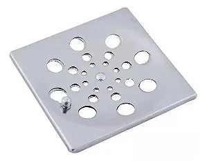 Ralo Tampa Grelha Quadrada 10x10 Com Fecho Rotativo Abre E Fecha Em Aço Inox (Sem porta Grelha)