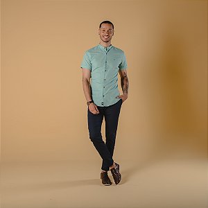CAMISA VICENZA LINHO MANGA CURTA GOLA PADRE BEACH GLASS