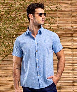 CAMISA LINHO MC ANKOR AZUL JEANS