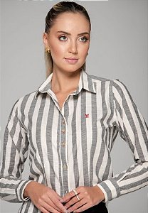 CAMISA FEMININA SOCIAL MANGA LONGA LISTRADA ANNECY