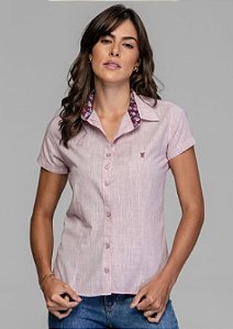 CAMISA FEMININA SOCIAL MANGA CURTA CHAMBRAY URZE