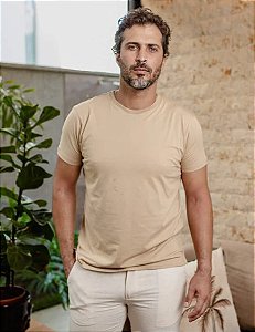 CAMISETA BÁSICA ALGODÃO EGÍPCIO VICENZA PALHA