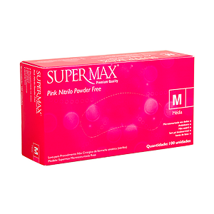 Luva Nitrílica procedimento Descartável sem Pó Supermax Rosa Caixa com 100  unidades - Prevetec