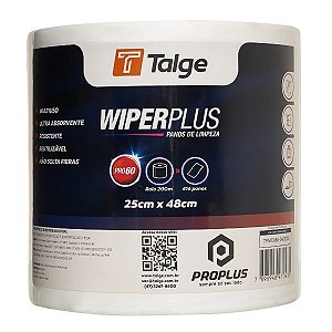Pano De Limpeza Multiuso Wiper Plus 60 Talge 25x48cm Rolo c/ 200m de pano - 416 unidades