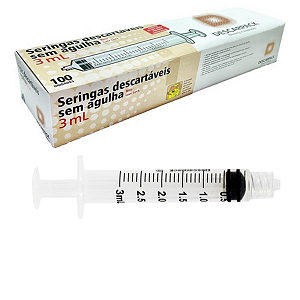 Seringa sem agulha 03 ML Luer Lock Descartável caixa com 100 unidades  - Descarpack