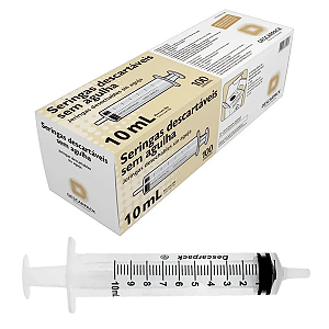 Seringa sem agulha 10 ML Luer Slip Descartável caixa com 100 unidades - Descarpack