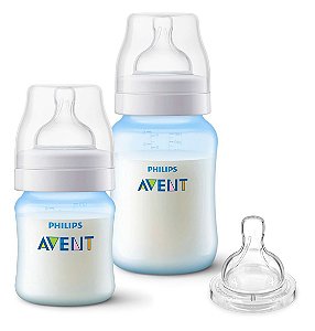 Kit Mamadeira Anti Colic 125 + 260 ml + Bico 4 - Azul - Philips Avent