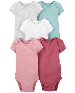 Kit Body 5 Peças Basic Rosa/Azul - 9m (6 a 9 meses) - Carter's