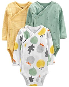 Kit Body 3 Peças Transpassado Verde - 12m (9 a 12 meses) - Carter's